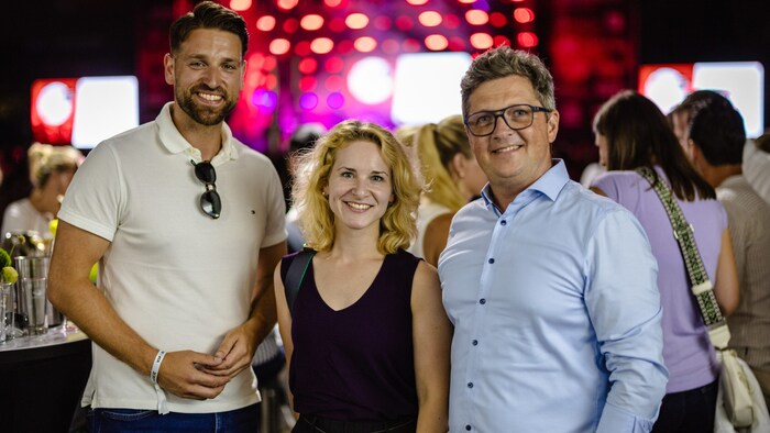 SPÖ-Landeschef Michael Lindner (re.) mit Parteisekretär Florian Koppler und Spitzenkandidatin ...