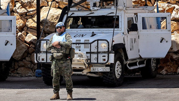 Ein spanischer Soldat im Rahmen der UNIFIL-Mission im Libanon (Bild: APA/AFP/ANWAR AMRO)