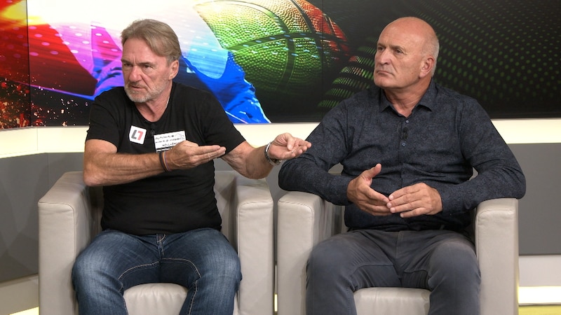 Austria-Legende Andi Ogris und Rapid-Ikone Kurt Garger im „Krone“-Studio. (Bild: krone.tv)