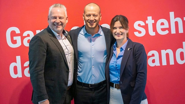 SPÖ candidate trio: Regional Managing Director Jasmin Puchwein, Maximilian Köllner (center) and Jürgen Schabhüttl. (Bild: SPÖ Burgenland)