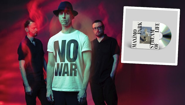 Das Leiberl ist Programm: Die britischen Indie-Helden Maximo Park stehen für das Schöne im Leben – dieses Mal recht melancholisch. (Bild: Krone KREATIV/PIAS, Moja)