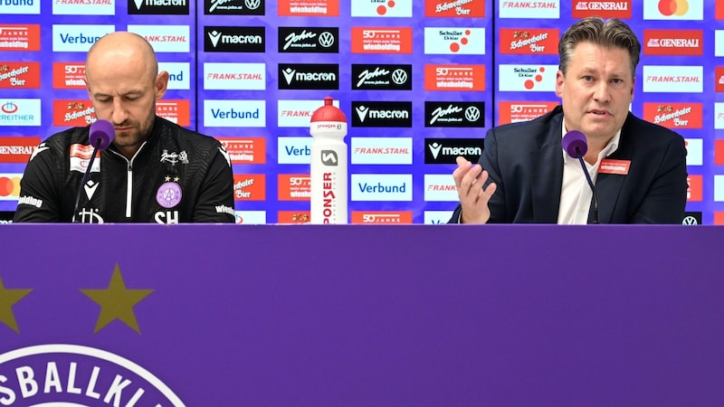 Austria coach Stephan Helm and Austrias CFO Harald Zagiczek (Bild: APA/HELMUT FOHRINGER)