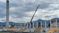 Das neue Lustenauer Stadion nimmt Form an. (Bild: Dietmar Hofer)