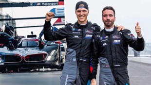 Philipp Eng (re.) und Teamkollege Jesse Krohn gewannen mit BMW in Indianapolis. (Bild: BMW Motorsport)