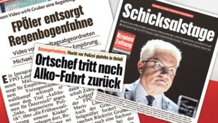 Fehltritte von Politikern machten in den letzten Wochen Schlagzeilen – auch in der „Krone“. (Bild: Krone KREATIV/Kronen Zeitung)