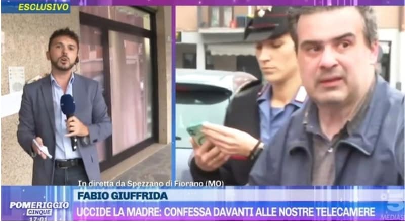 Nach dem Geständnis zeigte Canale 5 auch die Festnahme live im TV. (Bild: Pomeriggio5/Canale5)