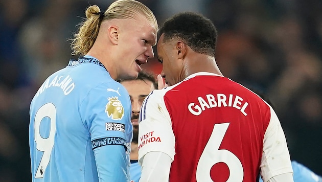 Erling Haaland and Gabriel (right) clashed on the pitch. (Bild: Copyright 2024 The Associated Press. All rights reserved)