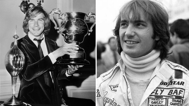 Zum Verwechseln ähnlich: James Hunt (l.) und Rupert Keegan (Bild: AFP/APA/AFP, X/TheHardCompound)