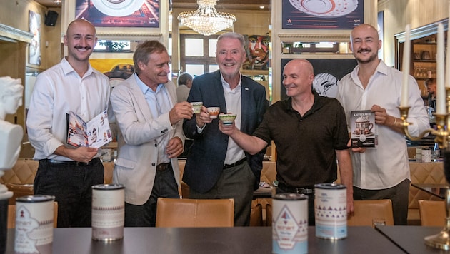 Dominik Zusag, Reinhold Schärf, Klaus Schneeberger, Ronald Schärf and Patrik Zusag present the ...