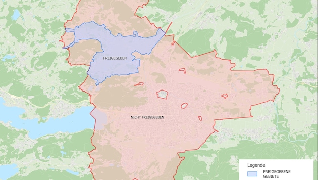 Trinkwasser in Klagenfurt-Wölfnitz ist nun wieder freigegeben. In den roten Stadtteilen soll das Trinkwasser aus der Leitung noch abgekocht werden. (Bild: STW)