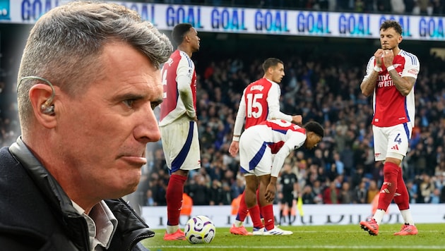 Roy Keane criticizes Arsenal's defensive behaviour in the second half. (Bild: AP ( via APA) Austria Presse Agentur/ASSOCIATED PRESS, APA/AFP/Glyn KIRK)