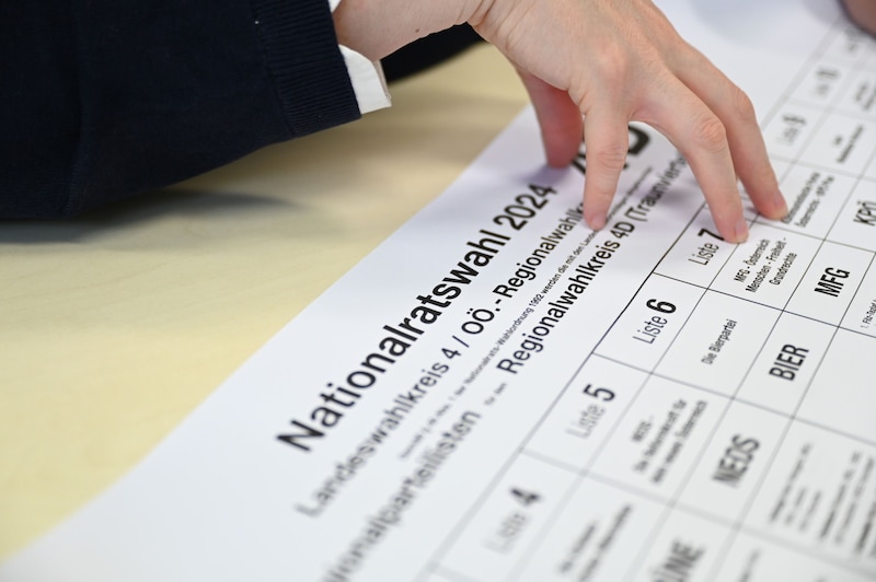 In Upper Austria, there are eleven parties on the ballot paper: from the ÖVP to the list NONE (none of them). (Bild: Wenzel Markus/Markus Wenzel)