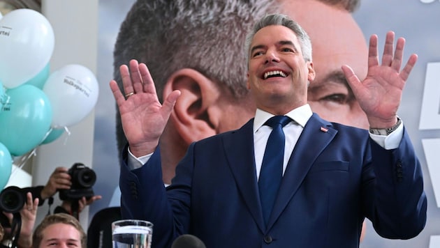 Federal Chancellor Karl Nehammer (ÖVP) at the end of the election campaign (Bild: APA/Helmut Fohringer)