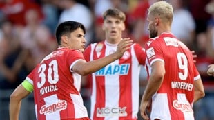 Der GAK um Milos Jovicic (li.) möchte endlich über den ersten Sieg seit der Rückkehr in die Bundesliga jubeln. (Bild: GEPA pictures)