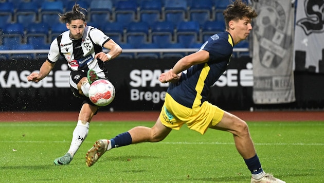 Mario Vucenovic (l.) traf zum 2:0 für Bregenz gegen die Vienna. (Bild: GEPA pictures)