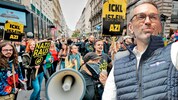 Während sich FPÖ-Chef Herbert Kickl von seinen Anhängern feiern ließ, demonstrierten Gegner der ...