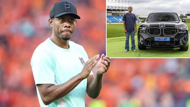 David Alaba with his new BMW (Bild: GEPA/BMW Espana)