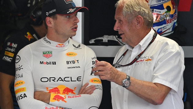 Does Verstappen (left) really want to quit? Marko hopes not. (Bild: AFP/APA/Andrej ISAKOVIC)