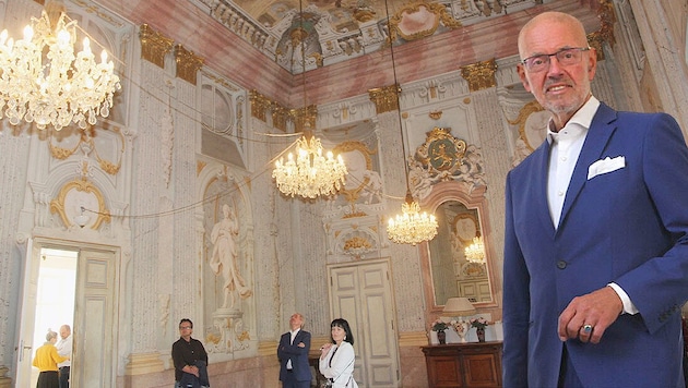 The ceiling frescoes were created by a student of Paul Troger: ophthalmologist Drobec, who incidentally also studied art history in his second degree. (Bild: Krone KREATIV/Andi Leisser)