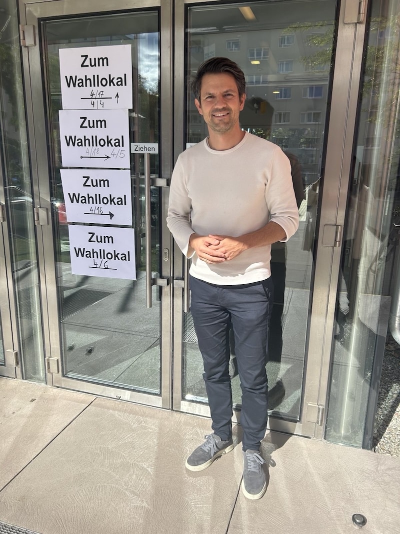 Jakob Schwarz (Greens) voted in Lend (Bild: zVg/Grüne)