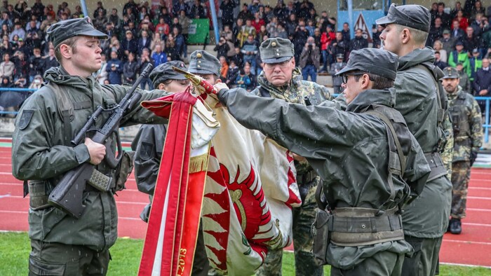 Im strömenden Regen gelobten die jungen Soldaten und Soldatinnen ihre Pflicht zu erfüllen und Österreich und seine Menschen zu schtützen.