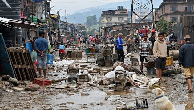 Vor allem die Zerstörungen in Kathmandu sind enorm. (Bild: PRAKASH MATHEMA)