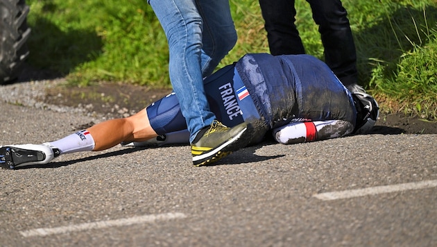 Julian Alaphilippe nach seinem Sturz in Zürich (Bild: AP)