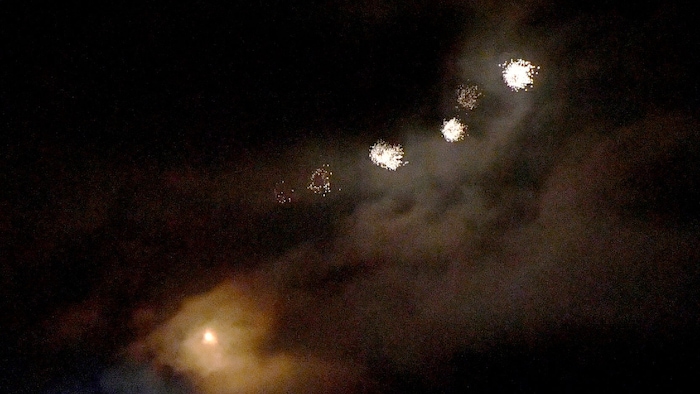 Numerous flying objects were shot down over Kiev on Monday night.