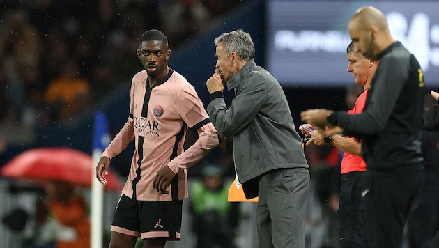 Ousmane Dembele (left) and Luis Enrique (Bild: APA/AFP/FRANCK FIFE)