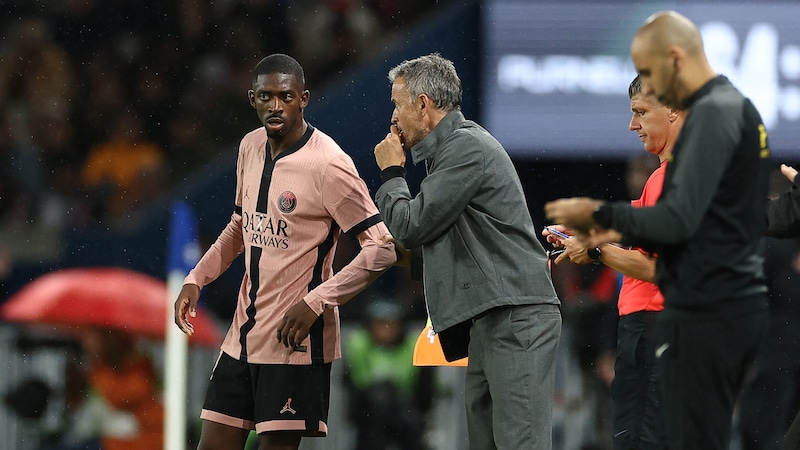 Ousmane Dembele (li.) und Luis Enrique (Bild: APA/AFP/FRANCK FIFE)