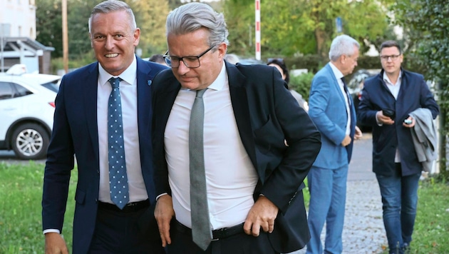 Now it's getting tight! Christopher Drexler (right) is expecting a duel for governor with Mario Kunasek - unlike Herbert Kickl, he could imagine working with him. (Bild: Jauschowetz Christian/Christian Jauschowetz)