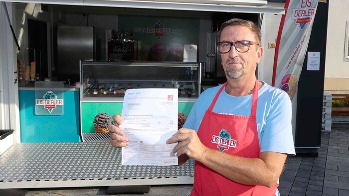 Piringer does not see why he should have to pay for his mobile sales stands.