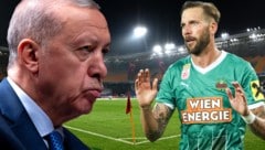 Das Stadion ist schön, die Ränge meist leer. Guido Burgstaller (re.) und Co. treffen auf  Erdogan-Klub Basaksehir. (Bild: AFP/OZAN KOSE, AP/Francisco Seco, GEPA)