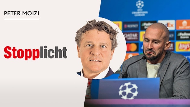 „Krone“-Sportchef Peter Moizi über Österreichs CL-Starter Red Bull Salzburg und Sturm Graz (Coach Cristian Ilzer rechts im Bild) (Bild: GEPA/„Krone“)