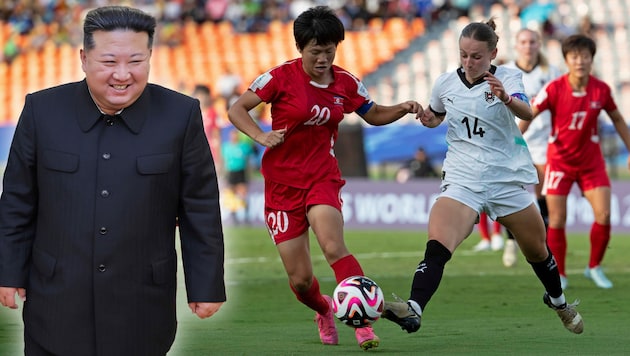 Kim Jong-un honored North Korea's U20 players. (Bild: GEPA/GEPA pictures, ASSOCIATED PRESS)