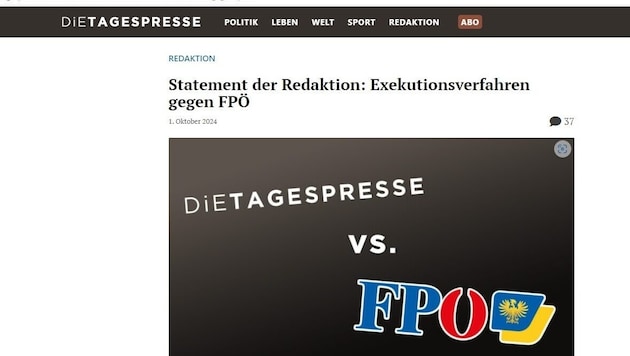 Screenshot of the daily press on Tuesday, October 1, 2024 (Bild: Screenshot dietagespresse.com)