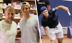 Tennis-Youngster Joel Schwärzler und FC Barcelona-Coach Hansi Flick trafen sich beim Abendessen ...