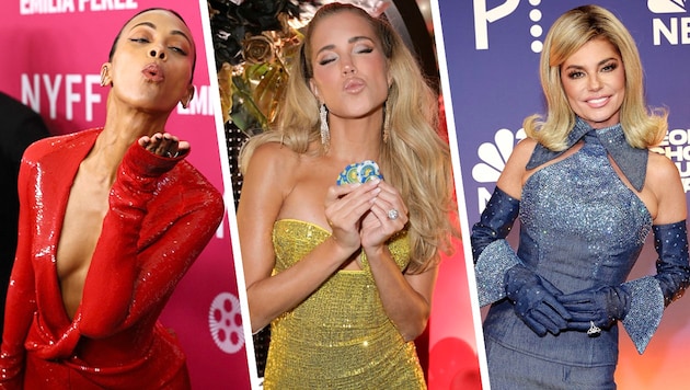 Zoe Saldana, Sylvie Meis and Shania Twain love glitter! (Bild: Krone KREATIV/Frederic Kern / Action Press / picturedesk.com Getty Images via AFP/GETTY IMAGES/Theo Wargo Getty Images via AFP/Terry Wyatt)