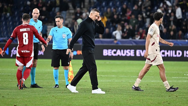 Pepijn Lijnders war nach dem Match gegen Brest bedient. (Bild: APA/BARBARA GINDL)