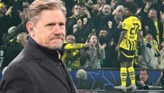 Peter Schmeichel (li.) staunte über die Gala von Karim Adeyemi (re.), litt aber mit seinem Sohnemann mit. (Bild: AFP/INA FASSBENDER, Kirill KUDRYAVTSEV)