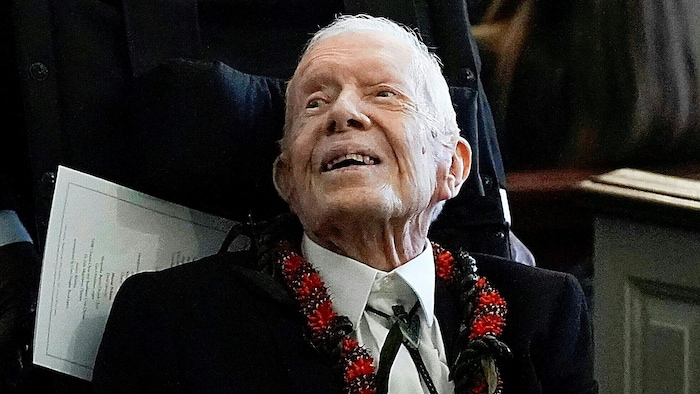 Jimmy Carter at his wife's funeral