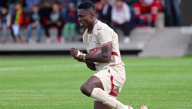 Brachte die bretonische Abwehr in der Youth League zur Verzweiflung: Edmund Baidoo. (Bild: Tröster Andreas/Kronen Zeitung)