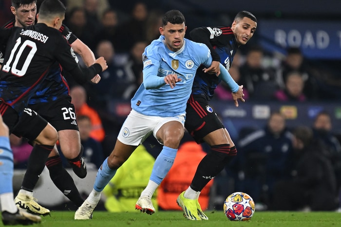 Matheus Nunes (Mitte) im Champions-League-Einsatz gegen den FC Kopenhagen.