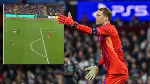 Manuel Neuer was in an unfavorable position when he conceded the goal. (Bild: AP ( via APA) Austria Presse Agentur/ASSOCIATED PRESS, X/iMiaSanMia)