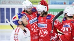 Ex-KAC-Crack Manuel Ganahl (Mi.) trifft am heutigen Freitag mit Graz auf seine ehemaligen Teamkollegen. (Bild: GEPA pictures)