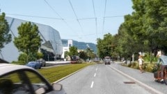 In der Alpenstraße soll der S-Link auf einem begrünten Gleiskörper fahren. (Bild: S-Link)