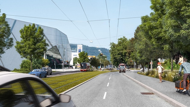 In Alpenstraße, the S-Link is to run on a green track. (Bild: S-Link)