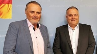 Landeshauptmann Hans Peter Doskozil und VBB-Geschäftsführer Wolfgang Werderits. (Bild: LMS)