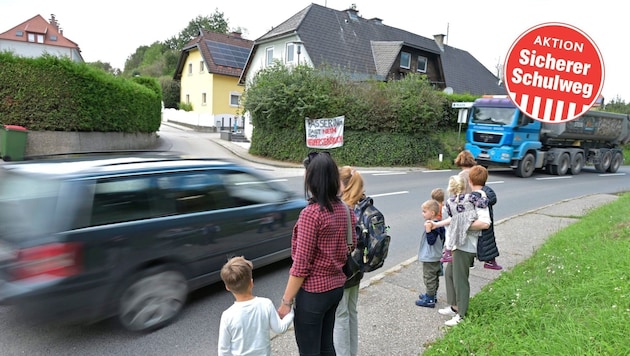 Up to 800 trucks thunder through the small village of Passering. (Bild: Evelyn Hronek)