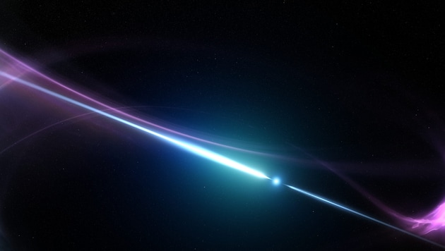 Scientist Christian Mähr explains the gamma-ray burst phenomenon. (Bild: stock.adobe.com/remotevfx )